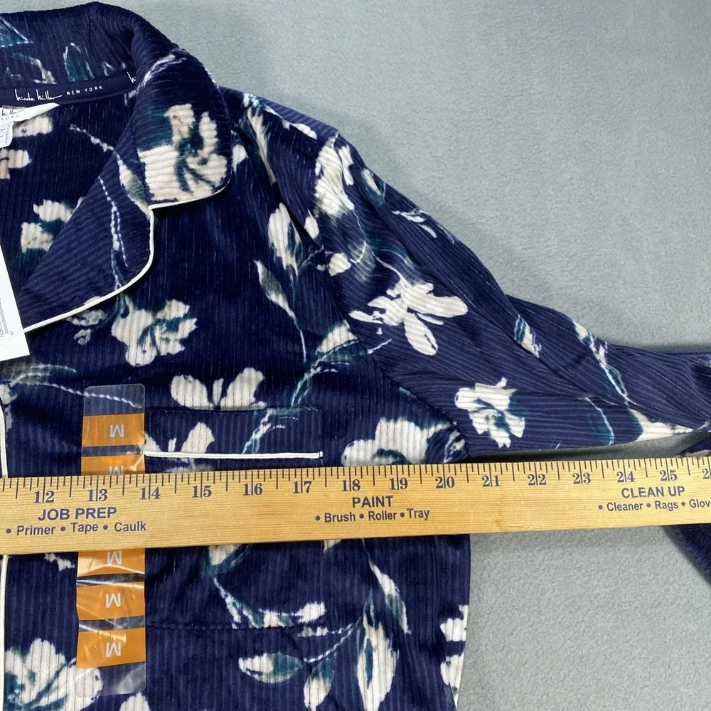 Nicole Miller Women's Soft 2pc Stretch Ribbed Pj Set , Navy Floral  NWT Size Med